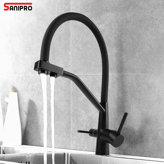 Sanipro Cupc クラシック タップ 真鍮製 高級 柔軟な引き出し 3 ウェイ フィルター付き キッチン 飲料水 蛇口 独立したスプレー付き