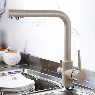 360 度回転真鍮飲料濾過水キッチン蛇口ベンド & ダブル直角蛇口キッチンのシンクの水